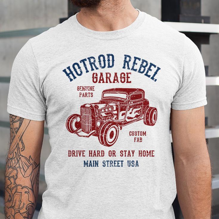 Hotrod Rebel Automotive Nostalgia Old Car Distressed Premium Tri-Blend Unisex Jersey T-Shirt