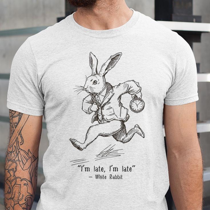 I'm Late I'm Late Rabbit From Alice Wonderland Book Unisex Jersey T-Shirt
