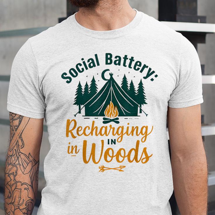 Introvert Camping Social Battery Recharging In The Woods Unisex Jersey T-Shirt Introvert Camping Social Battery Recharging In The Woods Unisex Jersey T-Shirt