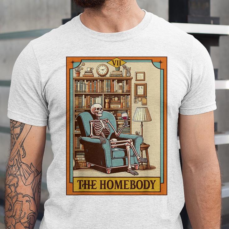 Introvert Homebody Awkward Skeleton The Homebody Tarot Card Unisex Jersey T-Shirt Introvert Homebody Awkward Skeleton The Homebody Tarot Card Unisex Jersey T-Shirt