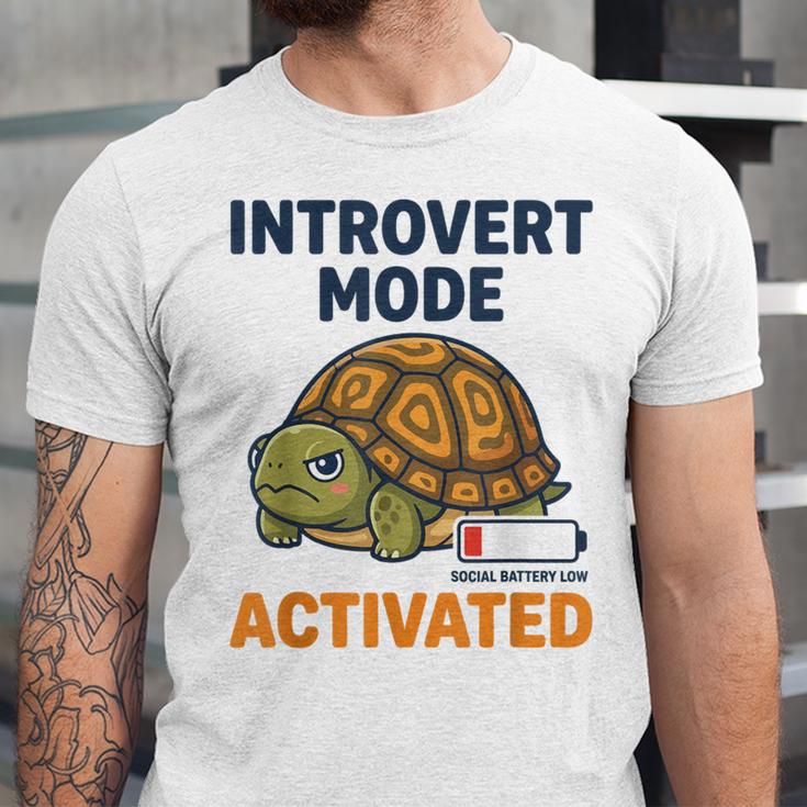 Introvert Mode Activated Low Social Battery Box Turtle Unisex Jersey T-Shirt