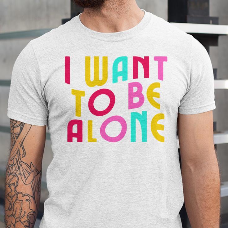 Introvert I Want To Be Alone Retro Wavy Unisex Jersey T-Shirt