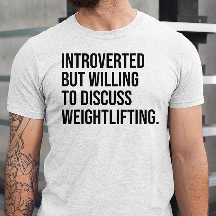 Introverted Weightlifter Gym Weightlifting Introvert Unisex Jersey T-Shirt Introverted Weightlifter Gym Weightlifting Introvert Unisex Jersey T-Shirt