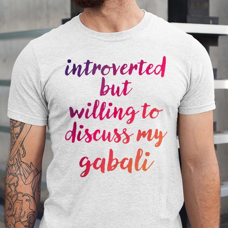 Introverted Willing To Discuss Gabali Introvert Unisex Jersey T-Shirt Introverted Willing To Discuss Gabali Introvert Unisex Jersey T-Shirt