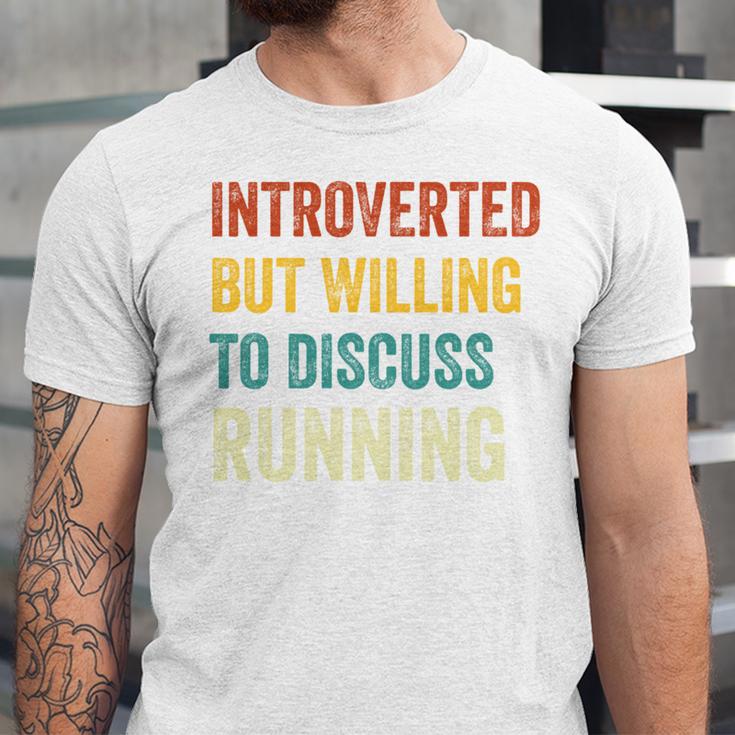Introverted But Willing To Discuss Running Hobby Unisex Jersey T-Shirt Introverted But Willing To Discuss Running Hobby Unisex Jersey T-Shirt