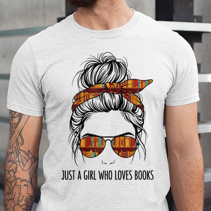 Just a Girl Who Loves Books Pajamas Shirt Reading Book Lover Unisex Jersey T-Shirt Just a Girl Who Loves Books Pajamas Shirt Reading Book Lover Unisex Jersey T-Shirt