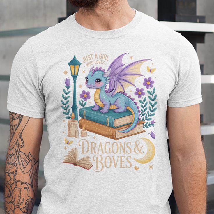 Just a Girl Who Loves Dragons & Books Reader Fantasy Fun Premium Tri-Blend Unisex Jersey T-Shirt
