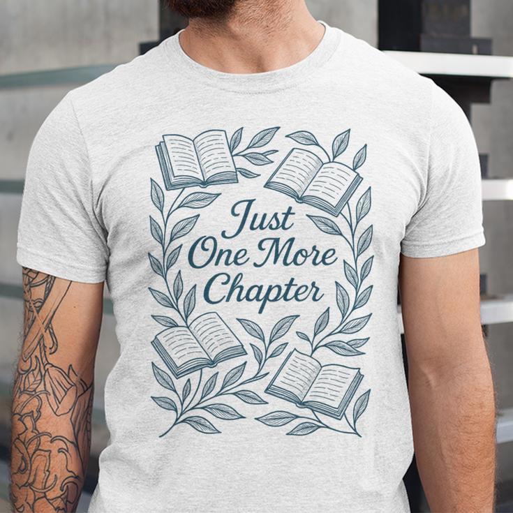Just One More Chapter Blue Book Lover Reading Quote Unisex Jersey T-Shirt