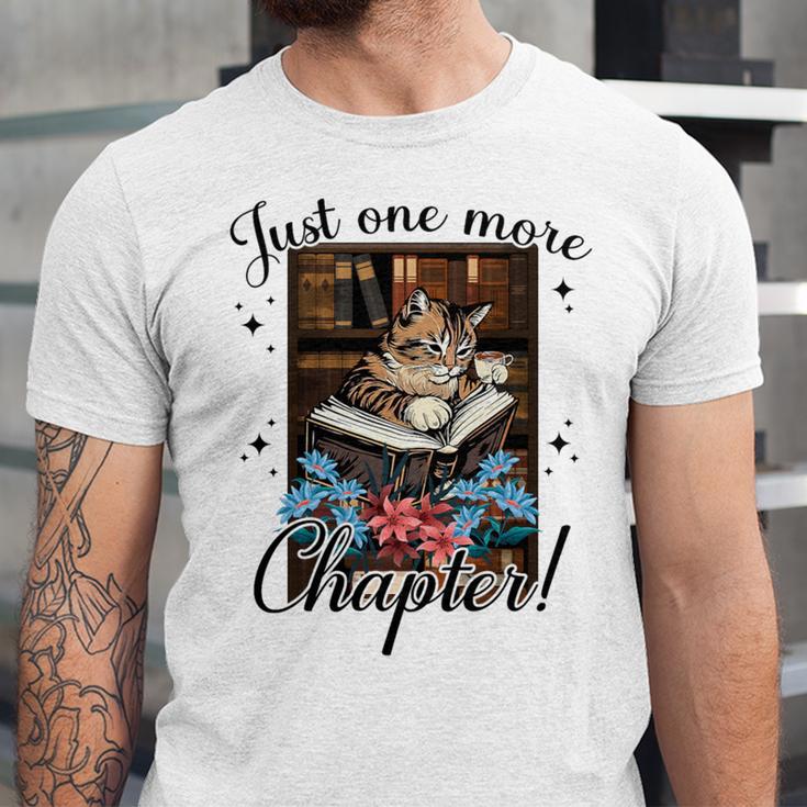 Just One More Chapter Cat Reading Books Coffee Lovers Premium Tri-Blend Unisex Jersey T-Shirt