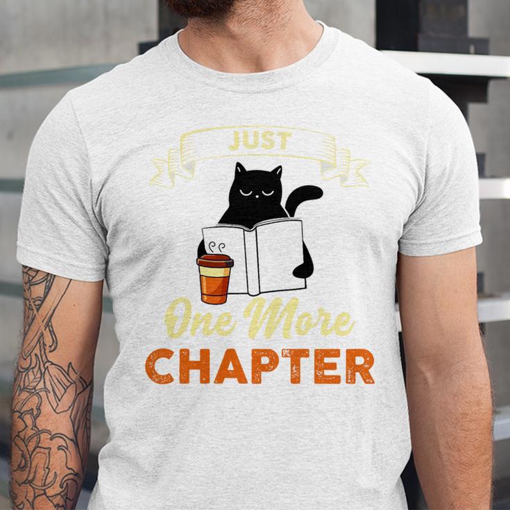 Just One More Chapter Fun Cat Coffee Reading Book Premium Tri-Blend Unisex Jersey T-Shirt