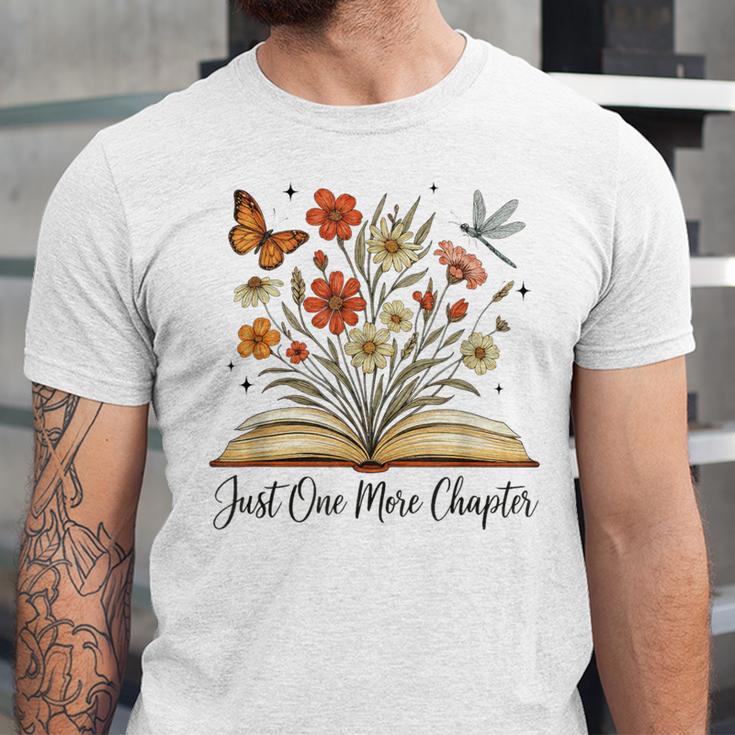 Just One More Chapter Open Book Flowers Unisex Jersey T-Shirt Just One More Chapter Open Book Flowers Unisex Jersey T-Shirt