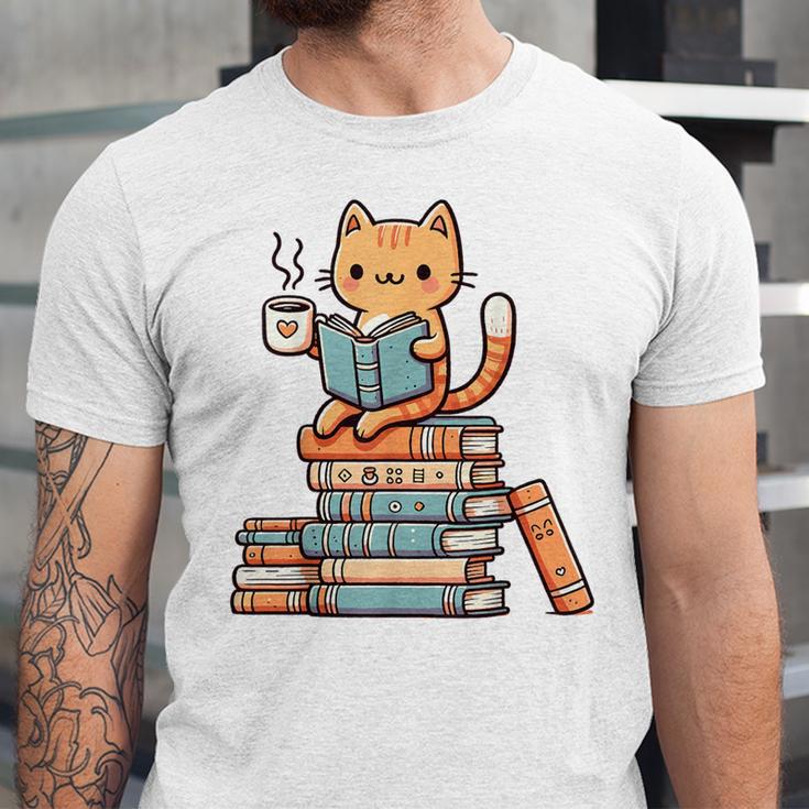 Kawaii Cat Coffee Books Teacher Men Women Girls Kids Unisex Jersey T-Shirt Kawaii Cat Coffee Books Teacher Men Women Girls Kids Unisex Jersey T-Shirt