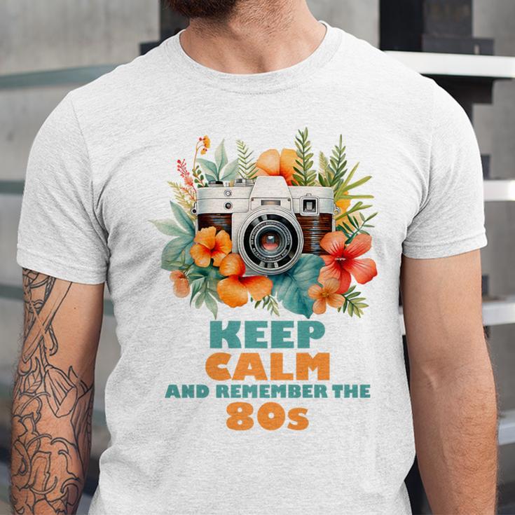 Keep Calm And Remember The 80s Retro Vintage Nostalgia Premium Unisex Jersey T-Shirt