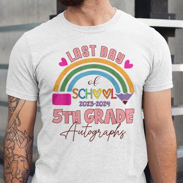 Last Day Of School Autograph 5th Grade Graduation Boys Girls Unisex Jersey T-Shirt