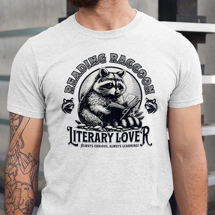 Literary Lover Reading Raccoon Books Premium Unisex Jersey T-Shirt