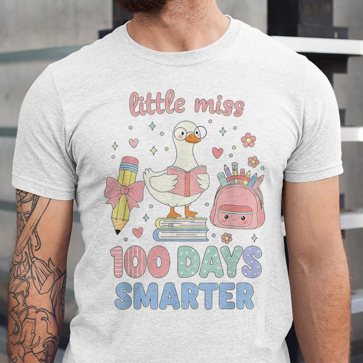 Little Miss 100 Days Smarter Cute Goose Reading Books Girls Unisex Jersey T-Shirt Little Miss 100 Days Smarter Cute Goose Reading Books Girls Unisex Jersey T-Shirt