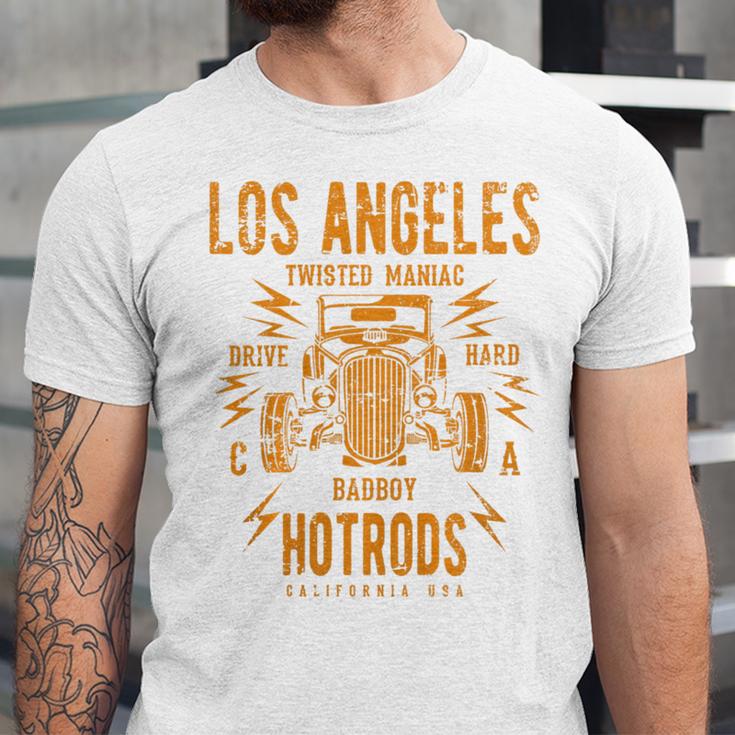 Los Angeles Hotrods Automotive Nostalgia Distressed Premium Tri-Blend Unisex Jersey T-Shirt