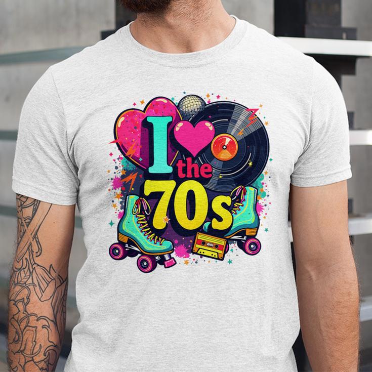 I Love The 70s Vintage Cassette Roller Vinyl Nostalgia 70s Premium Tri-Blend Unisex Jersey T-Shirt