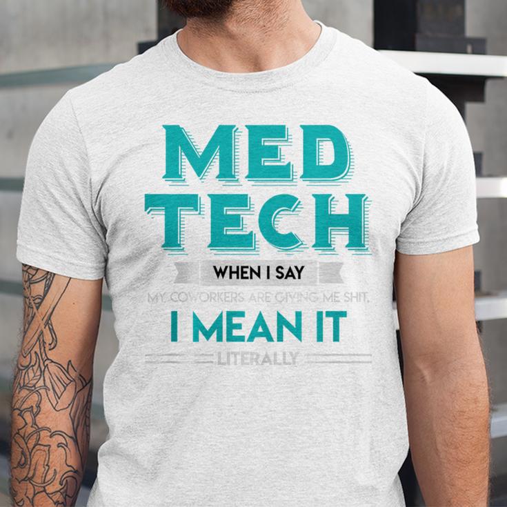 Med Tech Medical Technician Gag Lab Graduation Premium Unisex Jersey T-Shirt