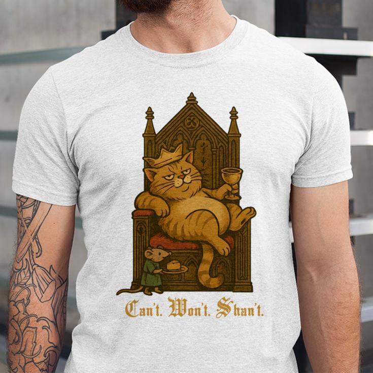 Medieval Cat Sarcastic Queen Lazy King Introvert Kitty Unisex Jersey T-Shirt