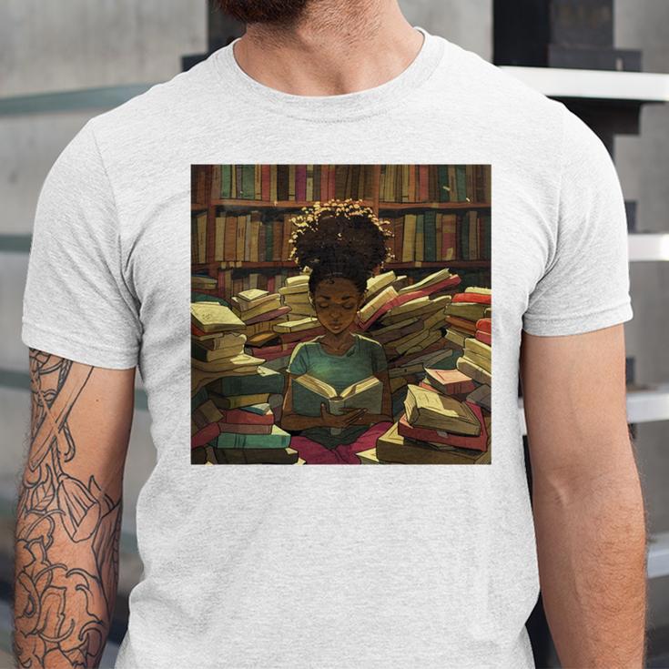 Melanin Afro Women Educated Reading Book History Girls Unisex Jersey T-Shirt