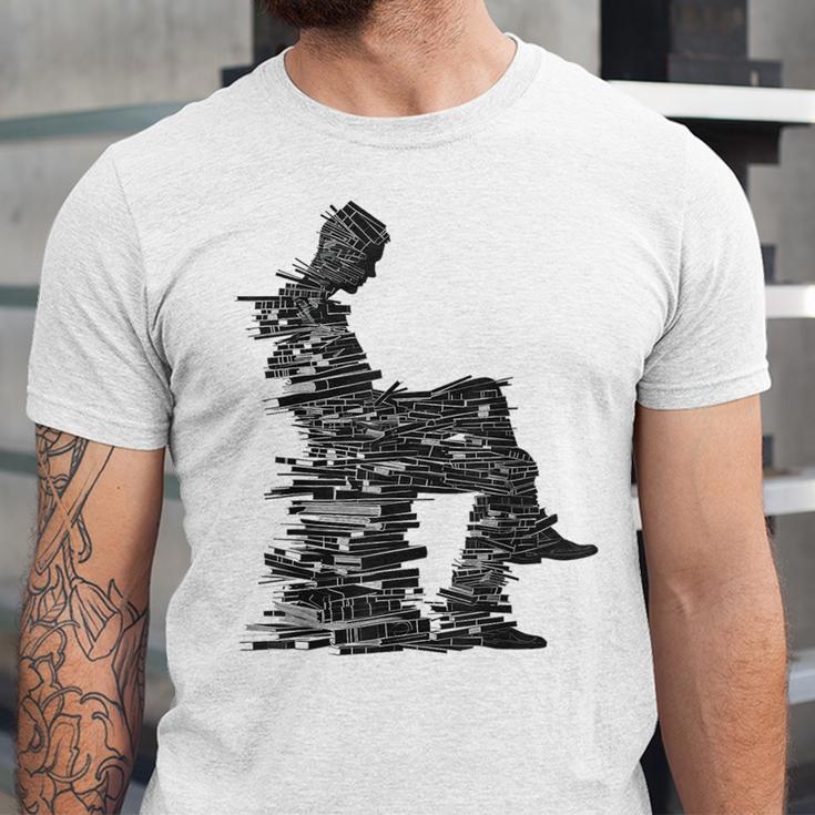 Men Pixel Art Geometric Book Human Drawing Graphic Men Unisex Jersey T-Shirt