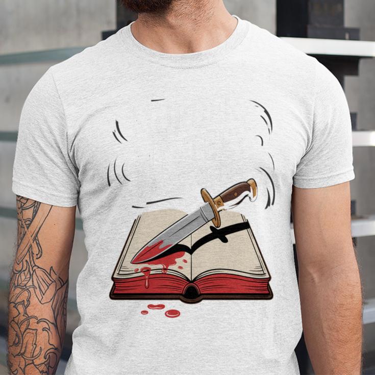 Murder Mystery And a Cup Of Tea Book Humor Unisex Jersey T-Shirt