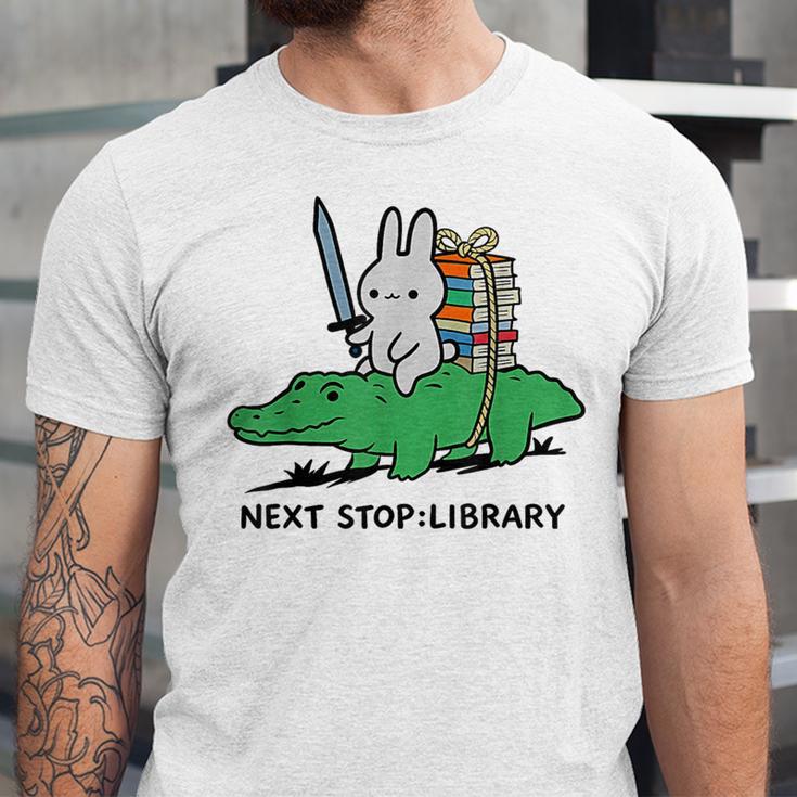 Next Stop Library Reading Book Unisex Jersey T-Shirt