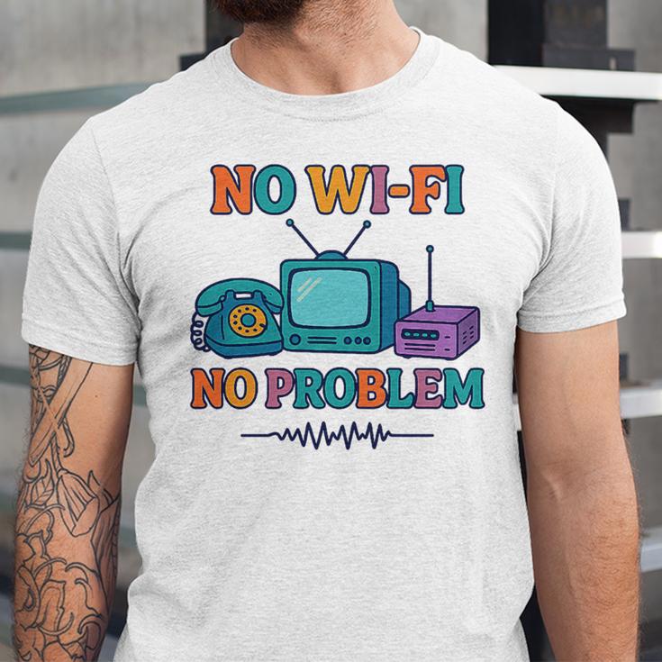 No Wi-Fi No Problem – Retro Dial Up Tech Nostalgia Premium Tri-Blend Unisex Jersey T-Shirt