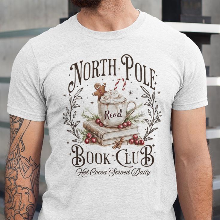 North Pole Book Club Christmas Xmas Hot Cocoa Bookish Unisex Jersey T-Shirt North Pole Book Club Christmas Xmas Hot Cocoa Bookish Unisex Jersey T-Shirt