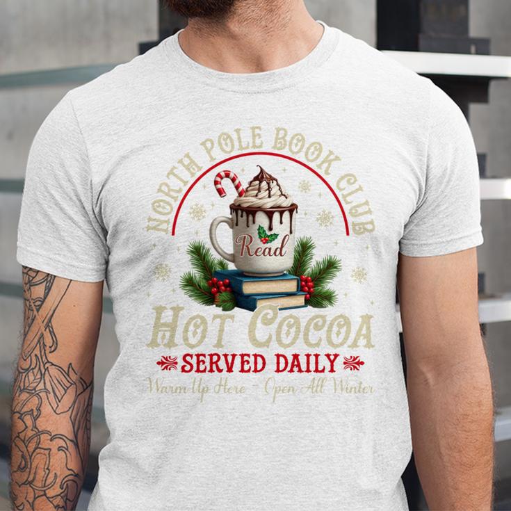 North Pole Book Club Hot Cocoa Librarians Bookish Christmas Unisex Jersey T-Shirt North Pole Book Club Hot Cocoa Librarians Bookish Christmas Unisex Jersey T-Shirt