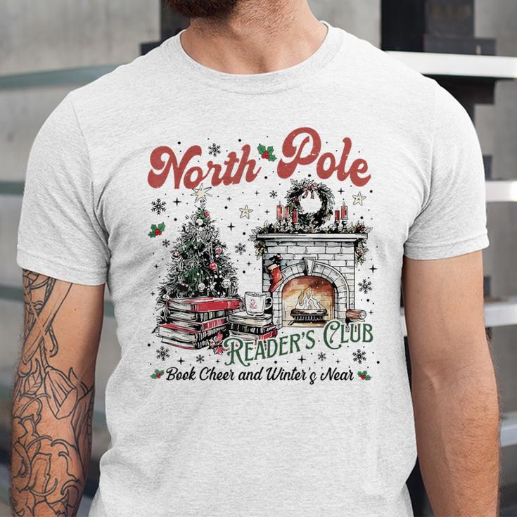 North Pole Book Club Book Lover Bookish Bookworm Christmas Unisex Jersey T-Shirt