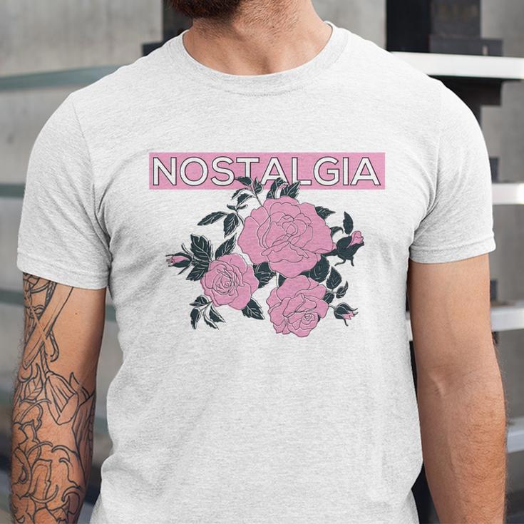Nostalgia 80s 90s Retro Style Graphics Rose Pink Flower Unisex Jersey T-Shirt