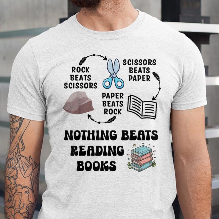 Nothing Beats Reading Rock Paper Scissors Reader Book Lover Unisex Jersey T-Shirt Nothing Beats Reading Rock Paper Scissors Reader Book Lover Unisex Jersey T-Shirt