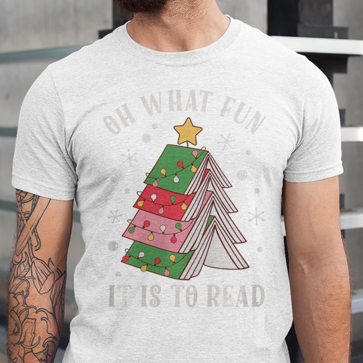 Oh What Fun It Is To Read Book Christmas Tree Premium Tri-Blend Unisex Jersey T-Shirt Oh What Fun It Is To Read Book Christmas Tree Premium Tri-Blend Unisex Jersey T-Shirt