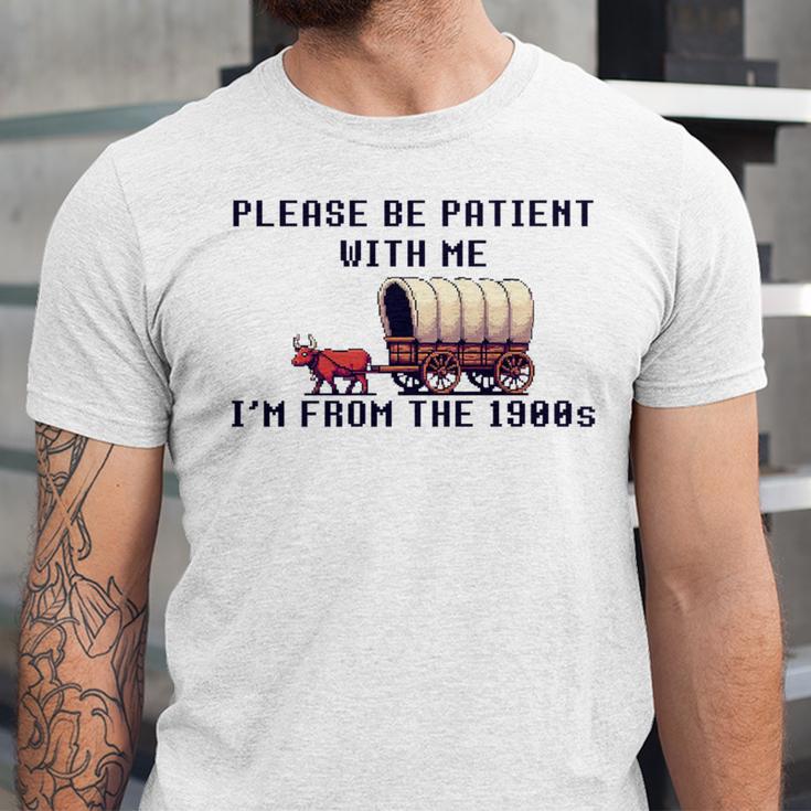 PLEASE BE PATIENT WITH ME I'M FROM THE 1900s 90s Meme Premium Unisex Jersey T-Shirt PLEASE BE PATIENT WITH ME I'M FROM THE 1900s 90s Meme Premium Unisex Jersey T-Shirt
