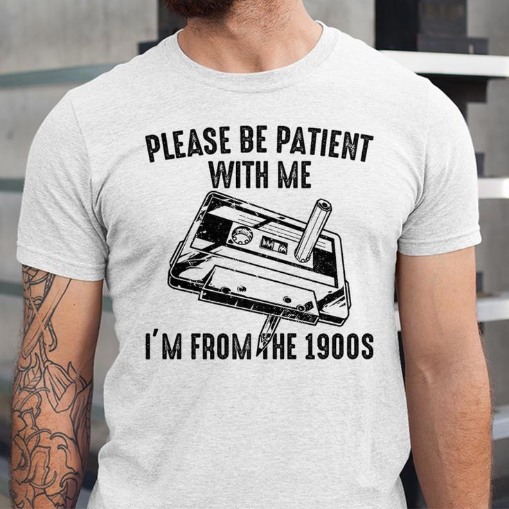 Please Be Patient With Me I'm From The 1900s Cassette Pencil Premium Unisex Jersey T-Shirt