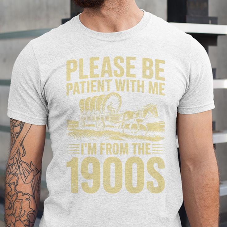 Please Be Patient I'm From The 1900s Over The Hill Premium Unisex Jersey T-Shirt