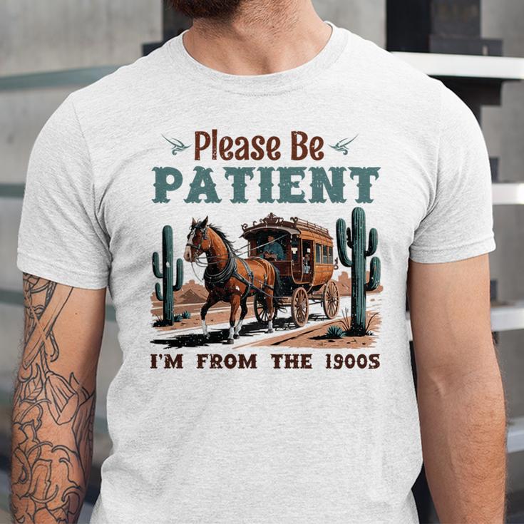Please Be Patient I'm From The 1900s Stagecoach Western Vint Premium Tri-Blend Unisex Jersey T-Shirt