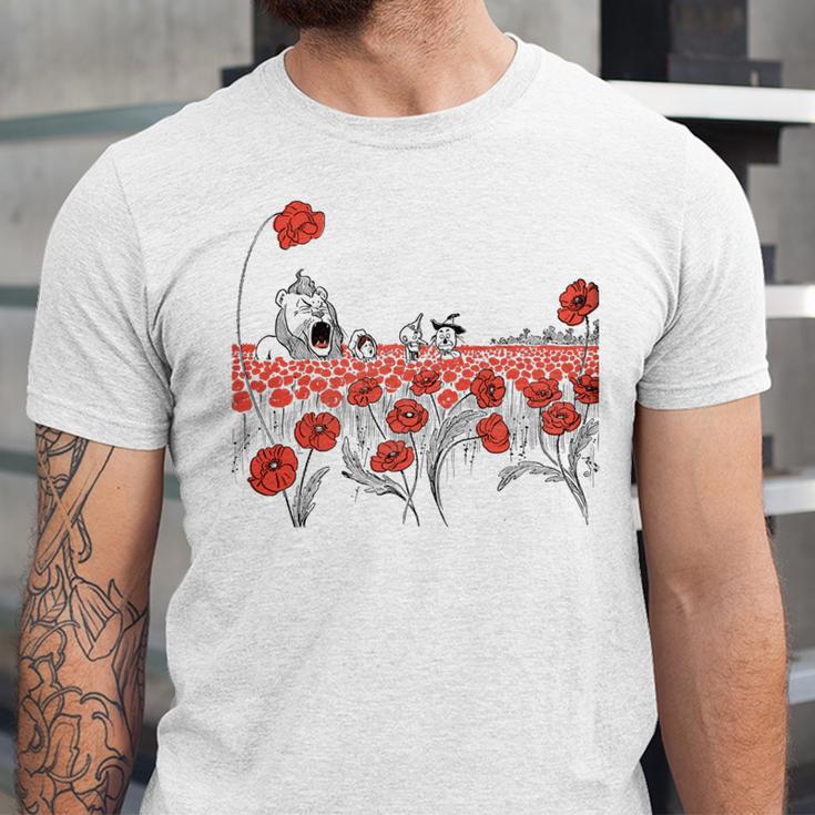 Poppy Field Wizard Of Oz Cowardly Brave Lion Book Unisex Jersey T-Shirt