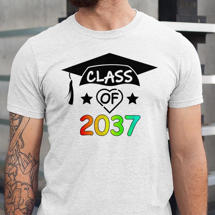 Pre-K -12th Grade Hand Prints Space Graduation Class Of 2037 Unisex Jersey T-Shirt