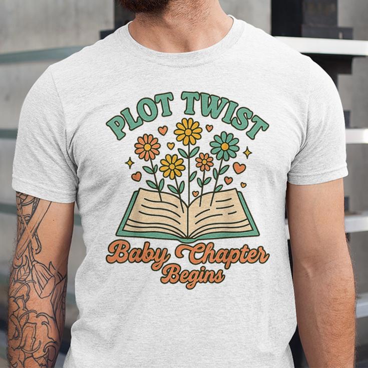Pregnancy Announcement Book Lover Reveal Pregnant Unisex Jersey T-Shirt