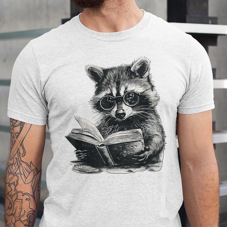 Raccoon With Book Cute Raccoons Reading Books Unisex Jersey T-Shirt
