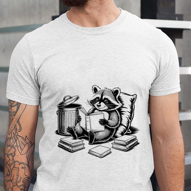 Raccoon Reading A Book Vintage Trash Reader Unisex Jersey T-Shirt