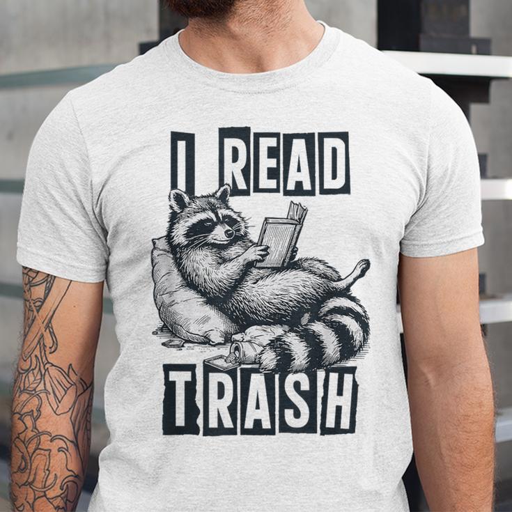Racoon Reading Spicy Smutty Book Booktok I Read Trashy Books Unisex Jersey T-Shirt