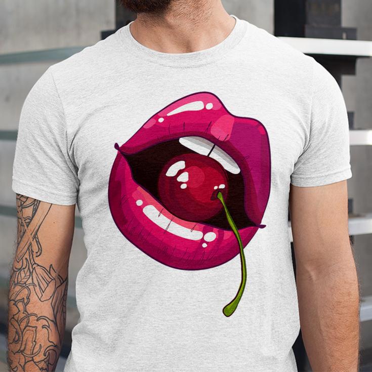 Rainbow Lips With a Cherry In The Mouth 80s Nostalgia Premium Tri-Blend Unisex Jersey T-Shirt Rainbow Lips With a Cherry In The Mouth 80s Nostalgia Premium Tri-Blend Unisex Jersey T-Shirt
