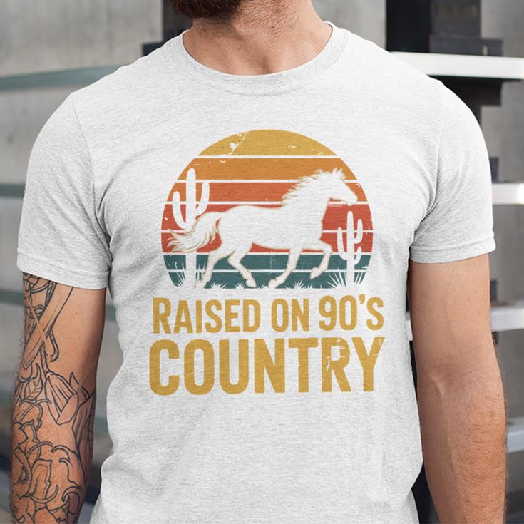Raised On 90’s Country Horse Retro Nostalgia Western Music Unisex Jersey T-Shirt