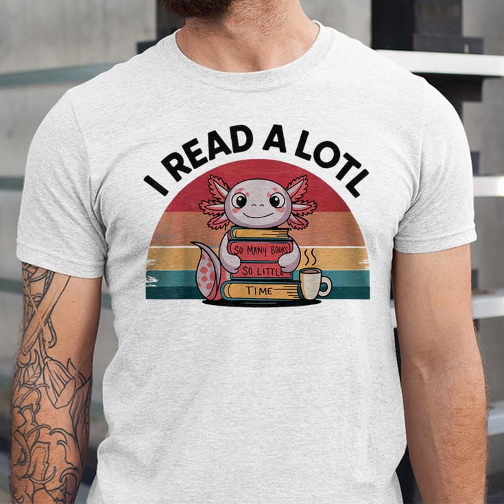 I Read Alotl Axolotl Retro Reading Books Lover Vintage Unisex Jersey T-Shirt