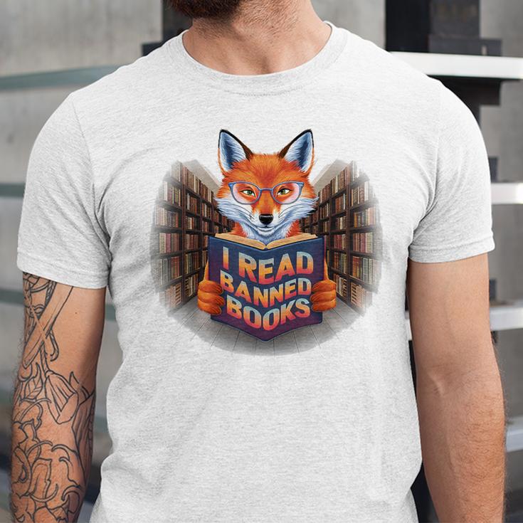 I Read Banned Books Sly Fox Reading Books Unisex Jersey T-Shirt