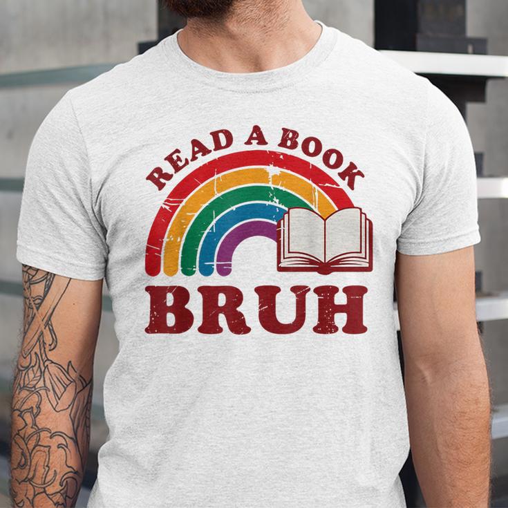 Read A Book Bruh Rainbow Vintage Reading Library Student Unisex Jersey T-Shirt Read A Book Bruh Rainbow Vintage Reading Library Student Unisex Jersey T-Shirt